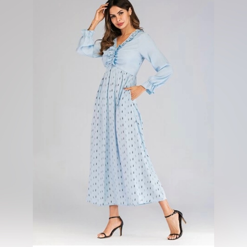 NWT *SHEIN* Flounce Sleeve•Ruffle Neck•Hidden Pocket•Longline Dress … Size: S